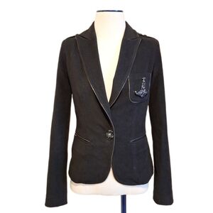 Philipp Plein Black Blazer Jacket with Skull Embellishments